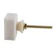 White Stone Square Gold Cross Dresser Knob